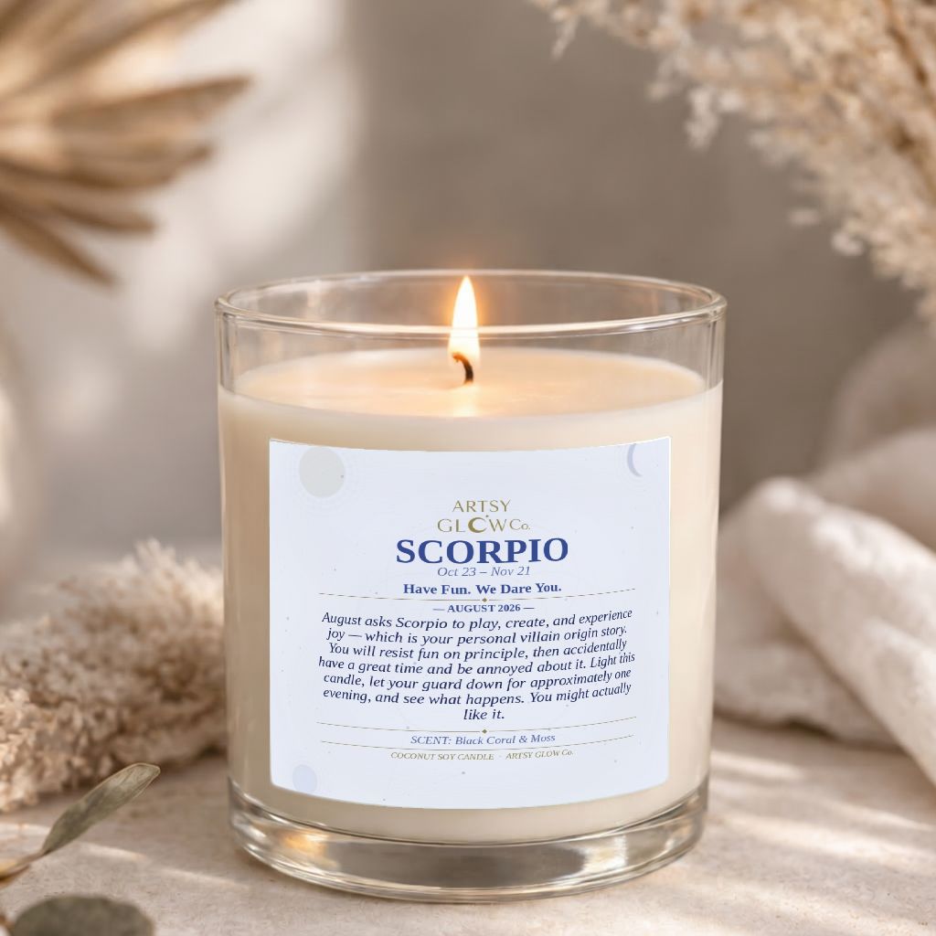Scorpio-Sided Clear Glass Candle 12.5oz