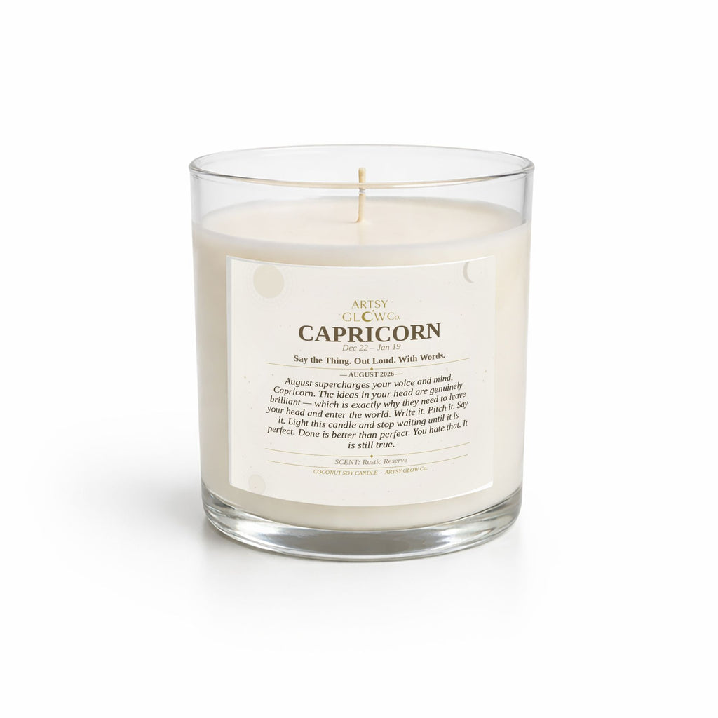 Capricorn-Sided Clear Glass Candle 12.5oz