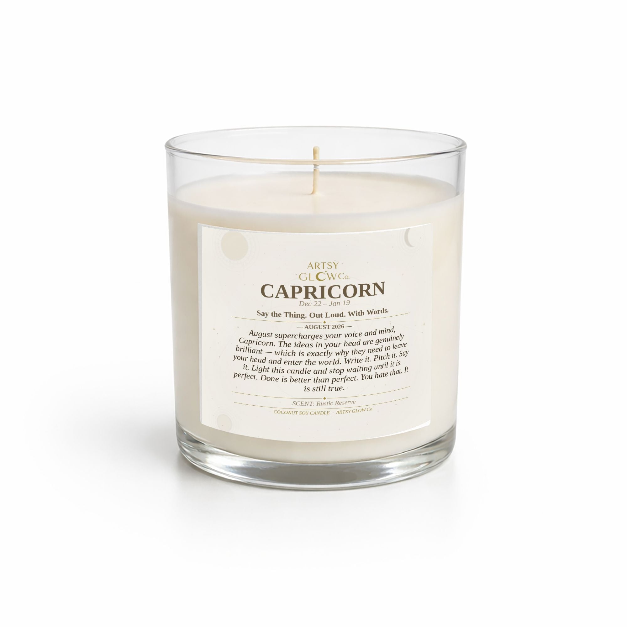 Capricorn-Sided Clear Glass Candle 12.5oz