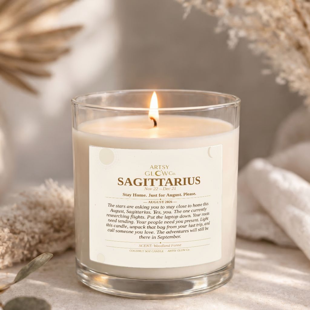 Sagittarius-Sided Clear Glass Candle 12.5oz