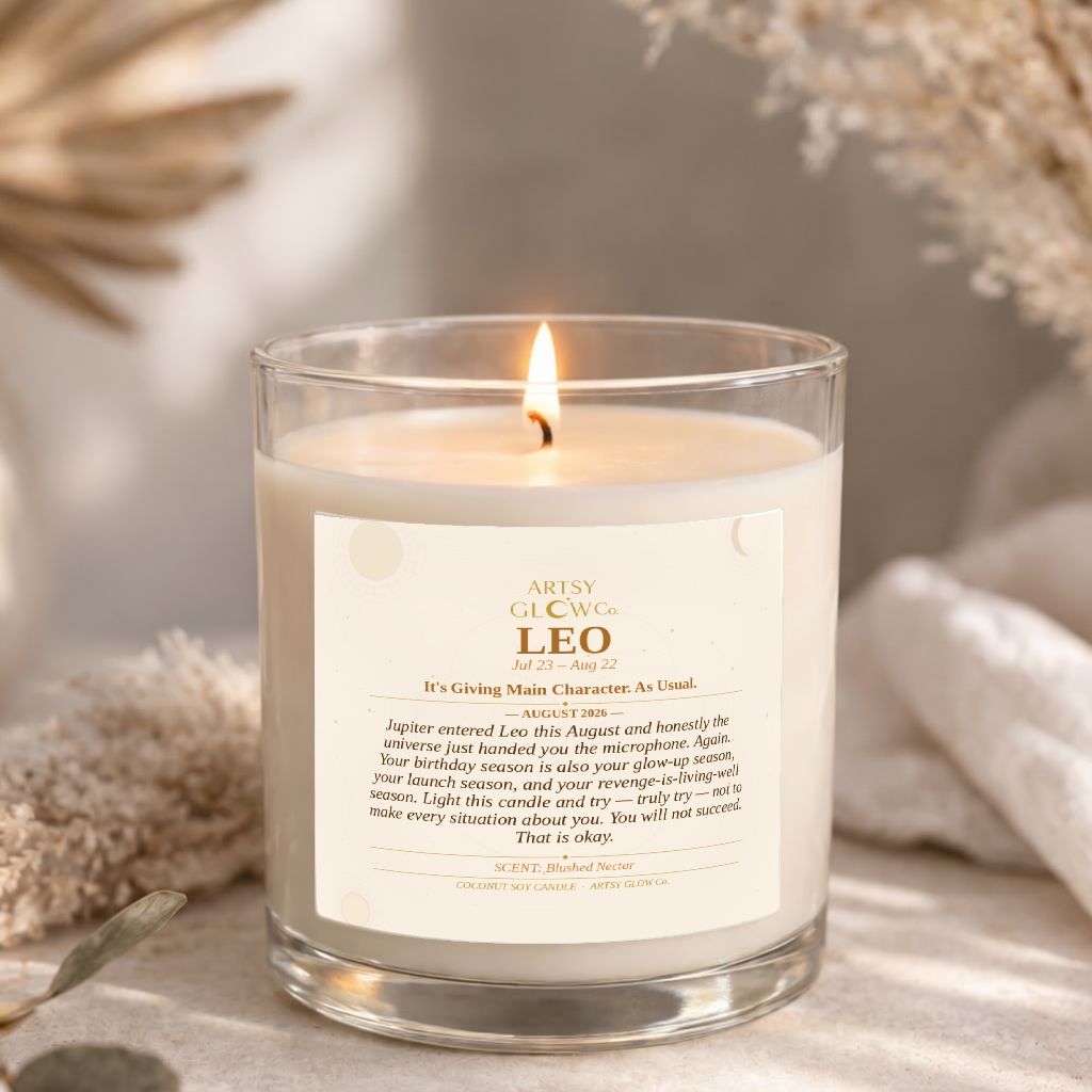 Leo-Sided Clear Glass Candle 12.5oz
