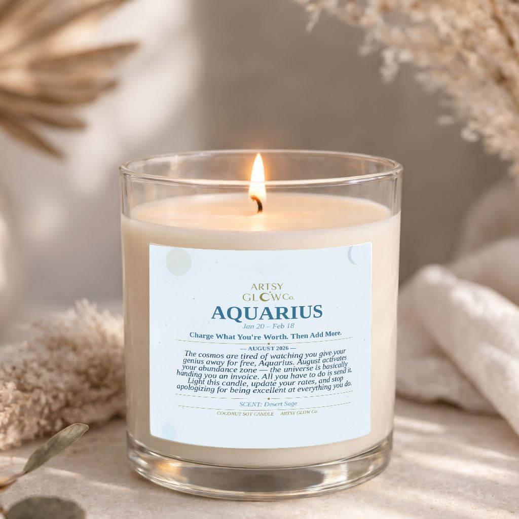 Aquarius-Sided Clear Glass Candle 12.5oz