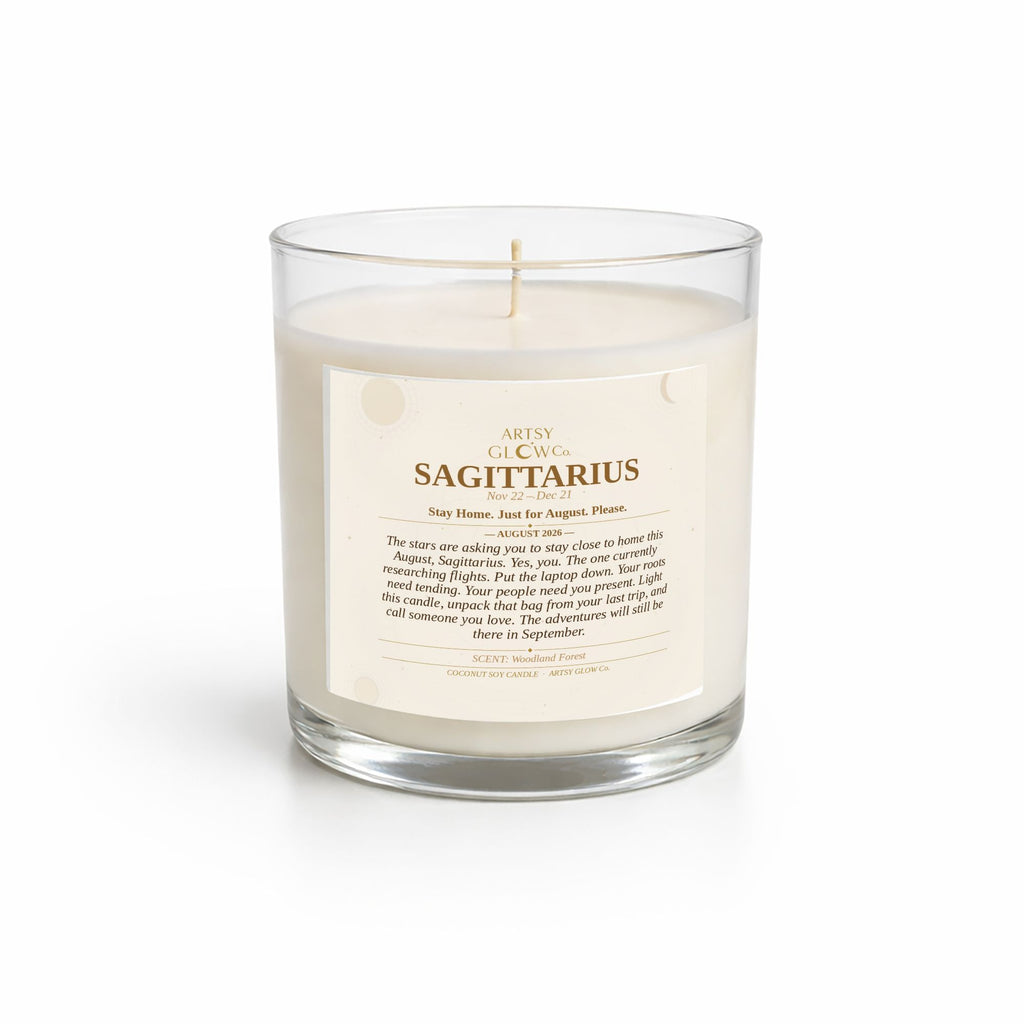 Sagittarius-Sided Clear Glass Candle 12.5oz