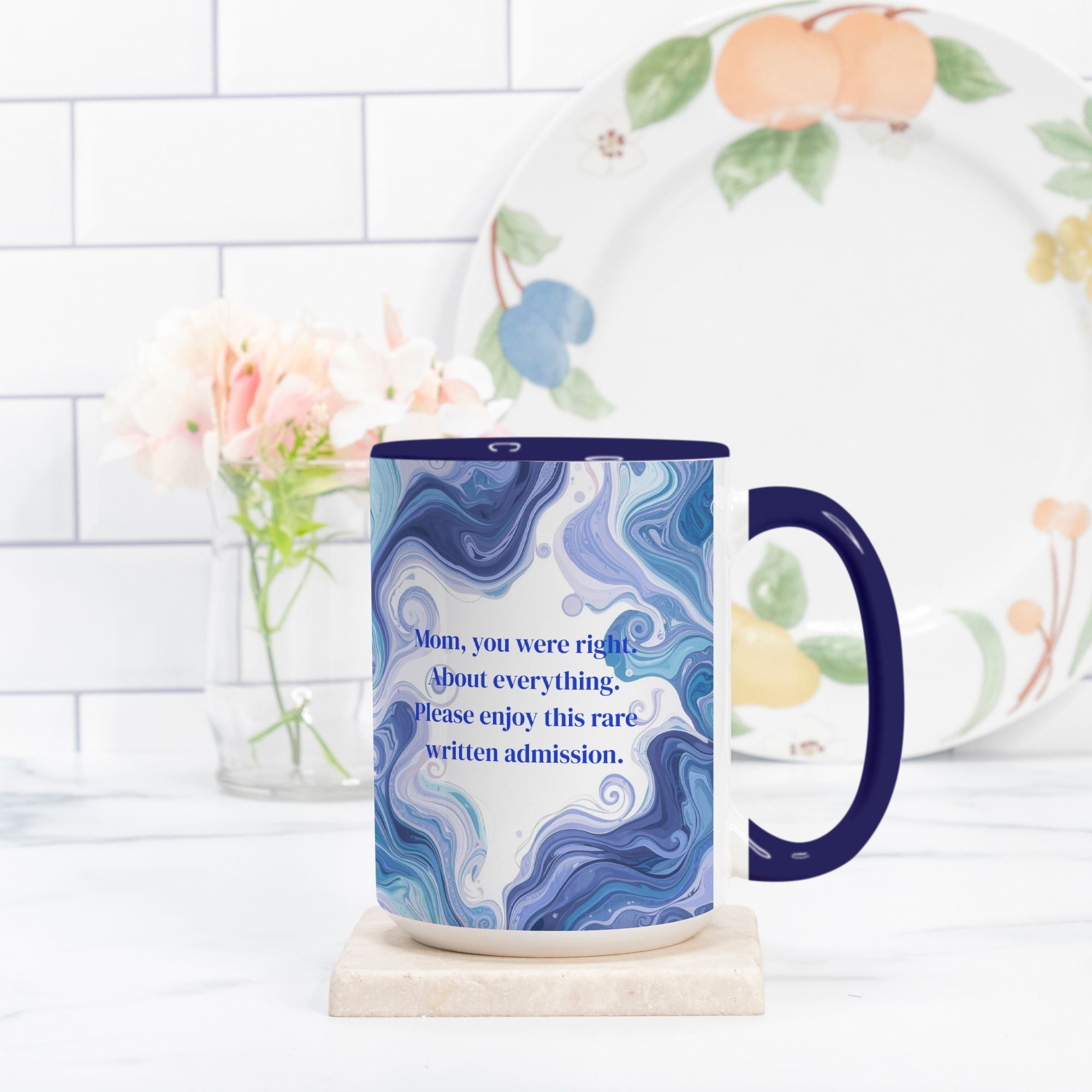 Mug Deluxe 15oz. (Dark Blue + White)