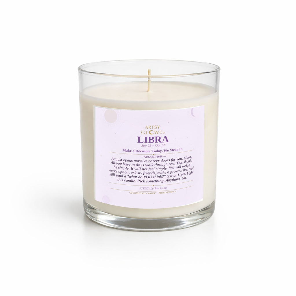Libra-Sided Clear Glass Candle 12.5oz
