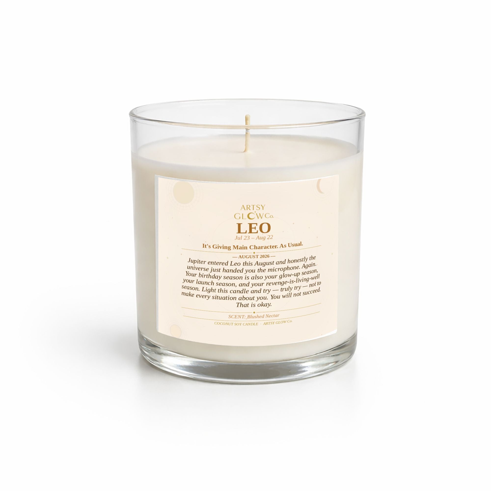 Leo-Sided Clear Glass Candle 12.5oz