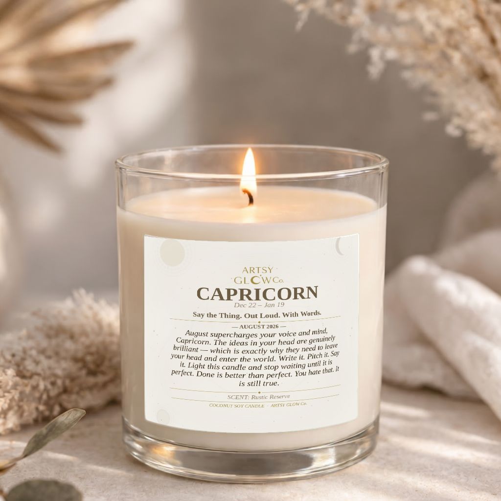 Capricorn-Sided Clear Glass Candle 12.5oz