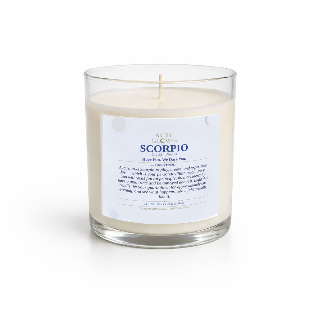 Scorpio-Sided Clear Glass Candle 12.5oz