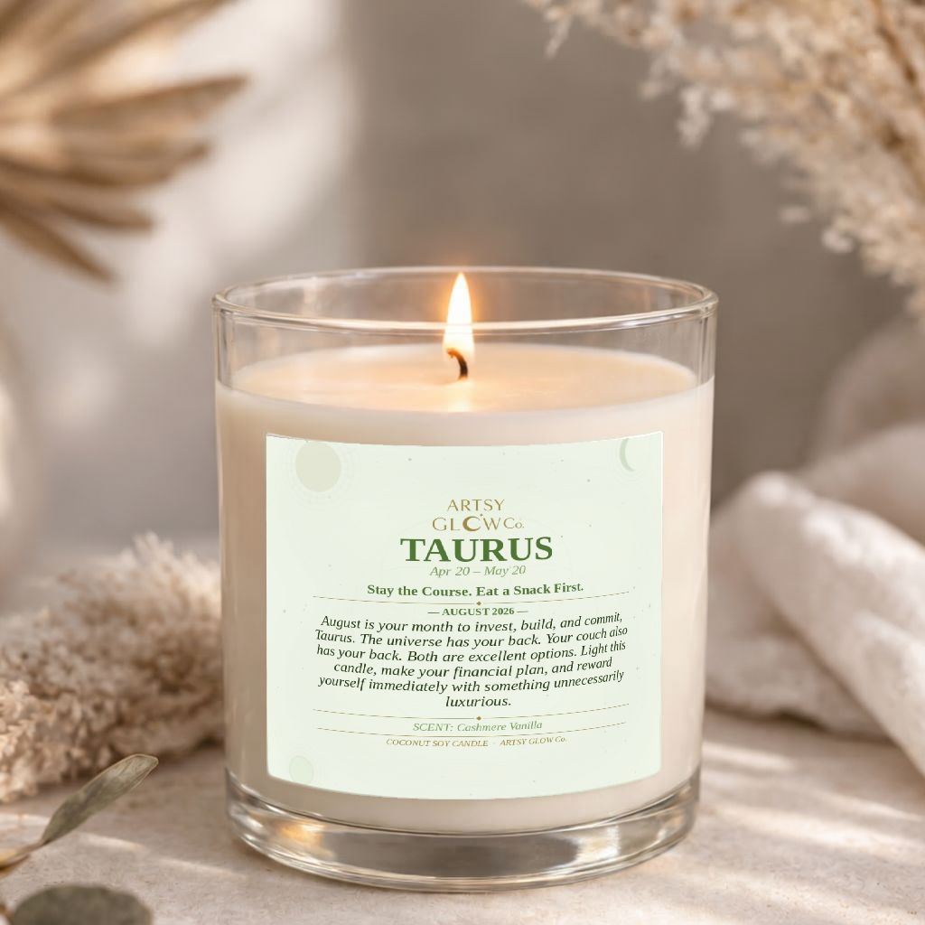 Taurus- Clear Glass Candle 12.5oz