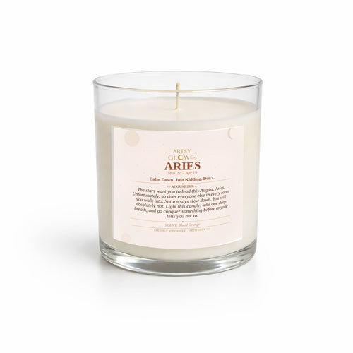 Aries-Sided Clear Glass Candle 12.5 oz