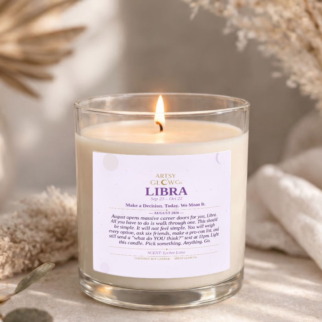 Libra-Sided Clear Glass Candle 12.5oz