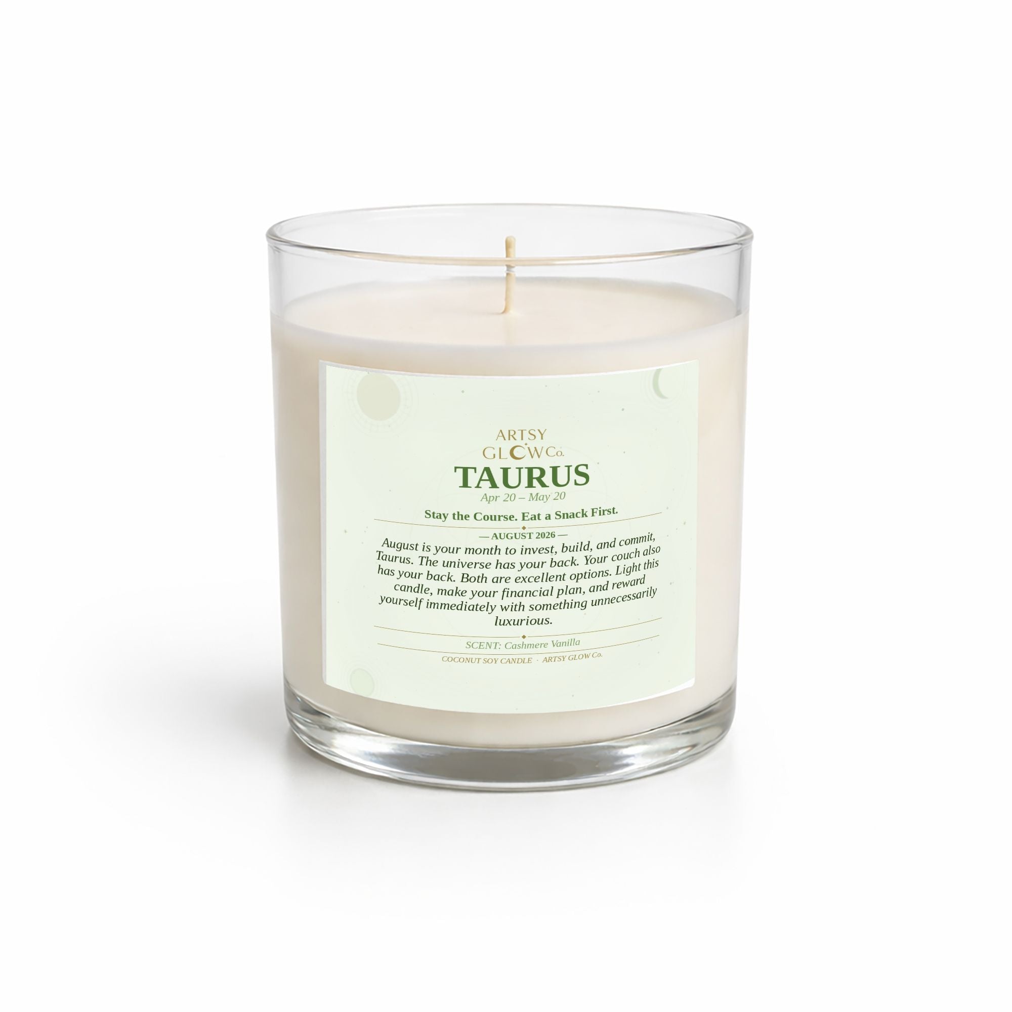 Taurus- Clear Glass Candle 12.5oz