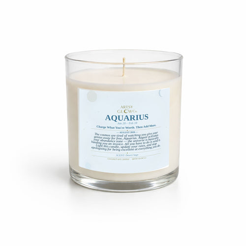 Aquarius-Sided Clear Glass Candle 12.5oz